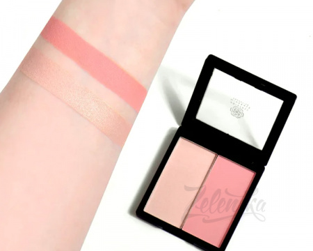 Палетка DUO «Сияющая Олимпия» KM Cosmetics (румяна и хайлайтер), 8 г